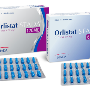 Orlistat 120mg capsules for weight loss, fat-blocking medication in blister pack